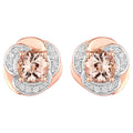 Morganite Flower Stud Earrings With Diamonds 1.48 Carats 14K Rose Gold