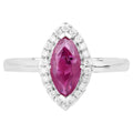 Ruby Ring With Diamonds 1.54 Carats 14K White Gold