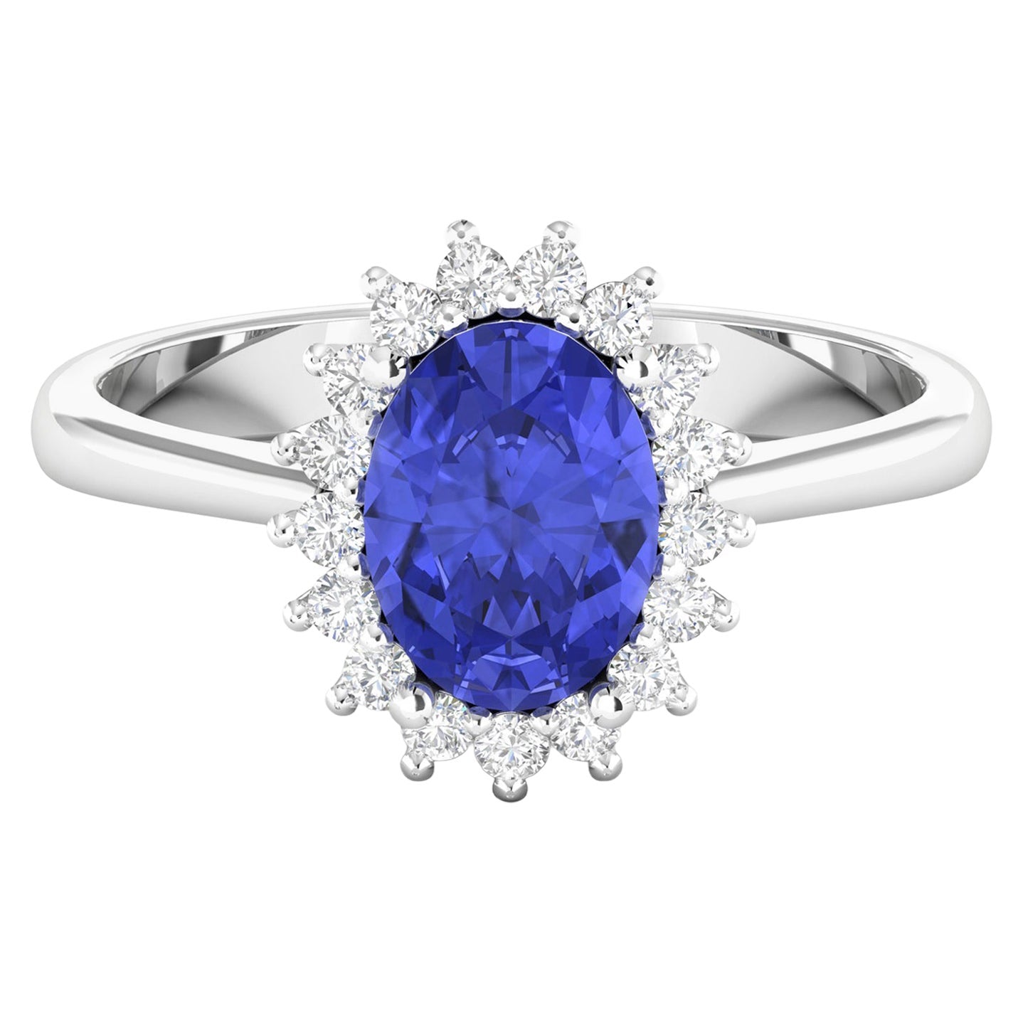 Tanzanite Ring With Diamonds 1.88 Carats 14K White Gold