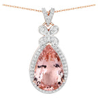 Morganite Pendant Necklace Diamond Setting 8.12 Carats 14K Rose Gold