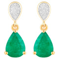Zambian Emerald Dangle Earrings Diamonds 2.3 Carats 10K Yellow Gold
