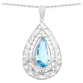 Swiss Blue Topaz Pendant 7.18 Carats Sterling Silver