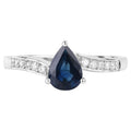 Blue Sapphire Ring With Diamonds 0.83 Carats 14K White Gold