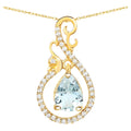 Aquamarine Pendant With Diamonds 0.74 Carats 14K Yellow Gold
