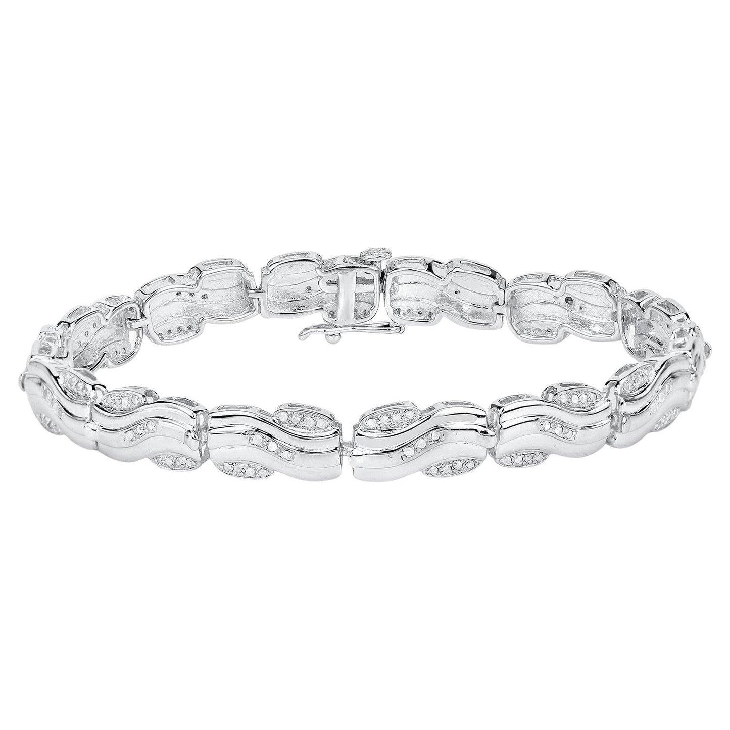 White Diamond Tennis Bracelet 0.80 Carats 14K White Gold Plated Silver