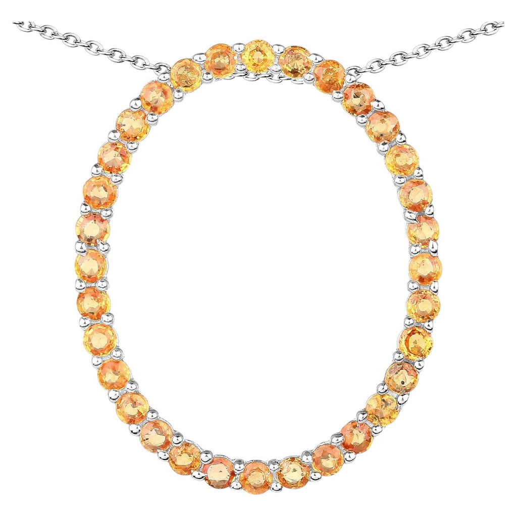 Orange Sapphire Pendant 2.86 Carats Sterling Silver