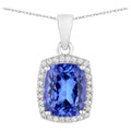 Tanzanite Pendant With Diamonds 2.66 Carats 14K White Gold