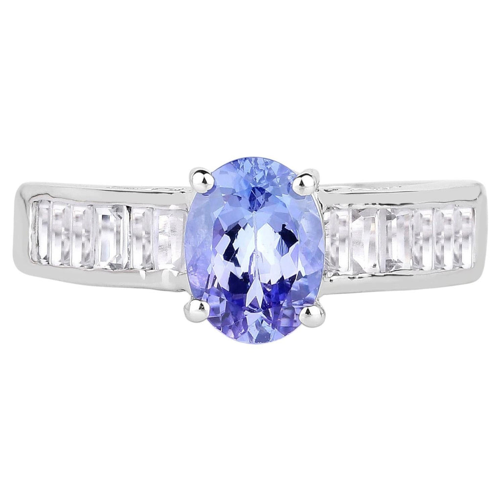 Tanzanite Ring With White Topaz 2.1 Carats Sterling Silver