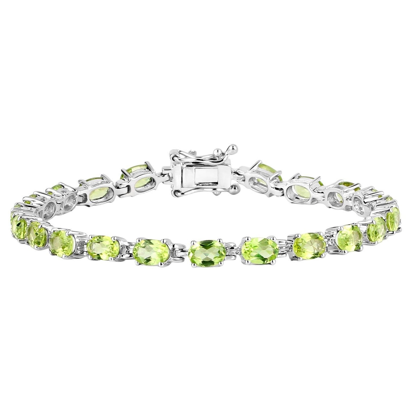 Peridot Tennis Bracelet 8.6 Carats Sterling Silver