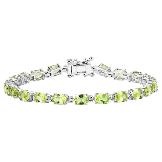 Peridot Tennis Bracelet 8.6 Carats Sterling Silver