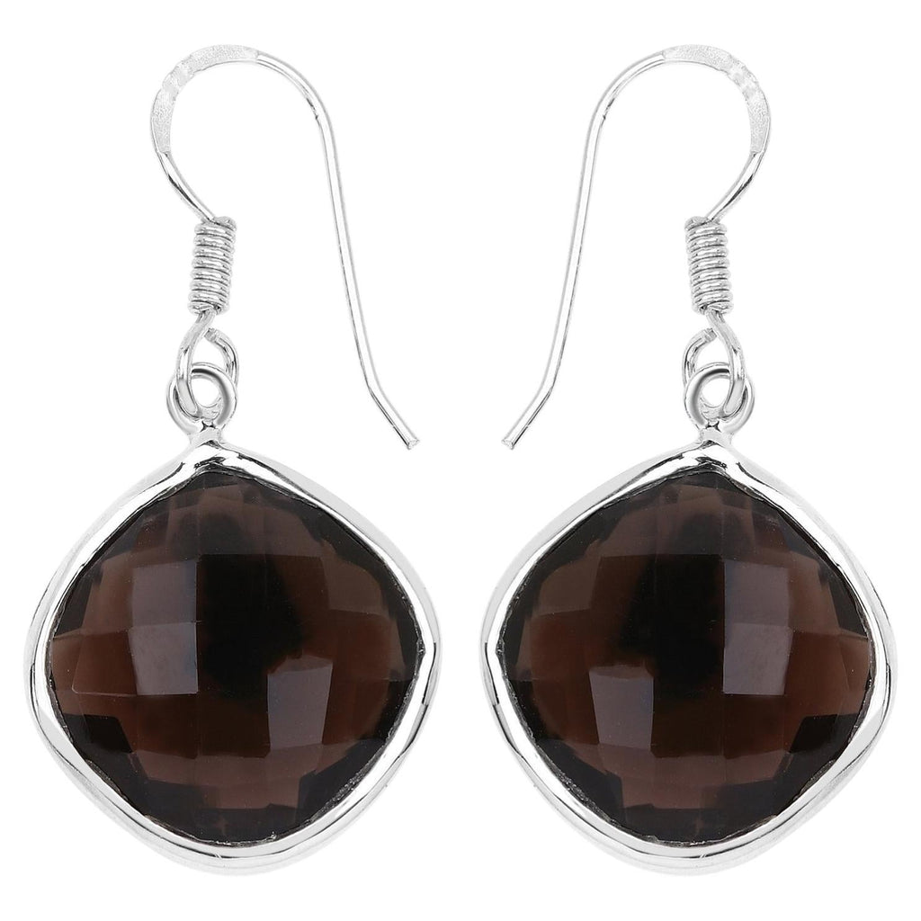 Smoky Quartz Earrings 22.7 Carats Sterling Silver