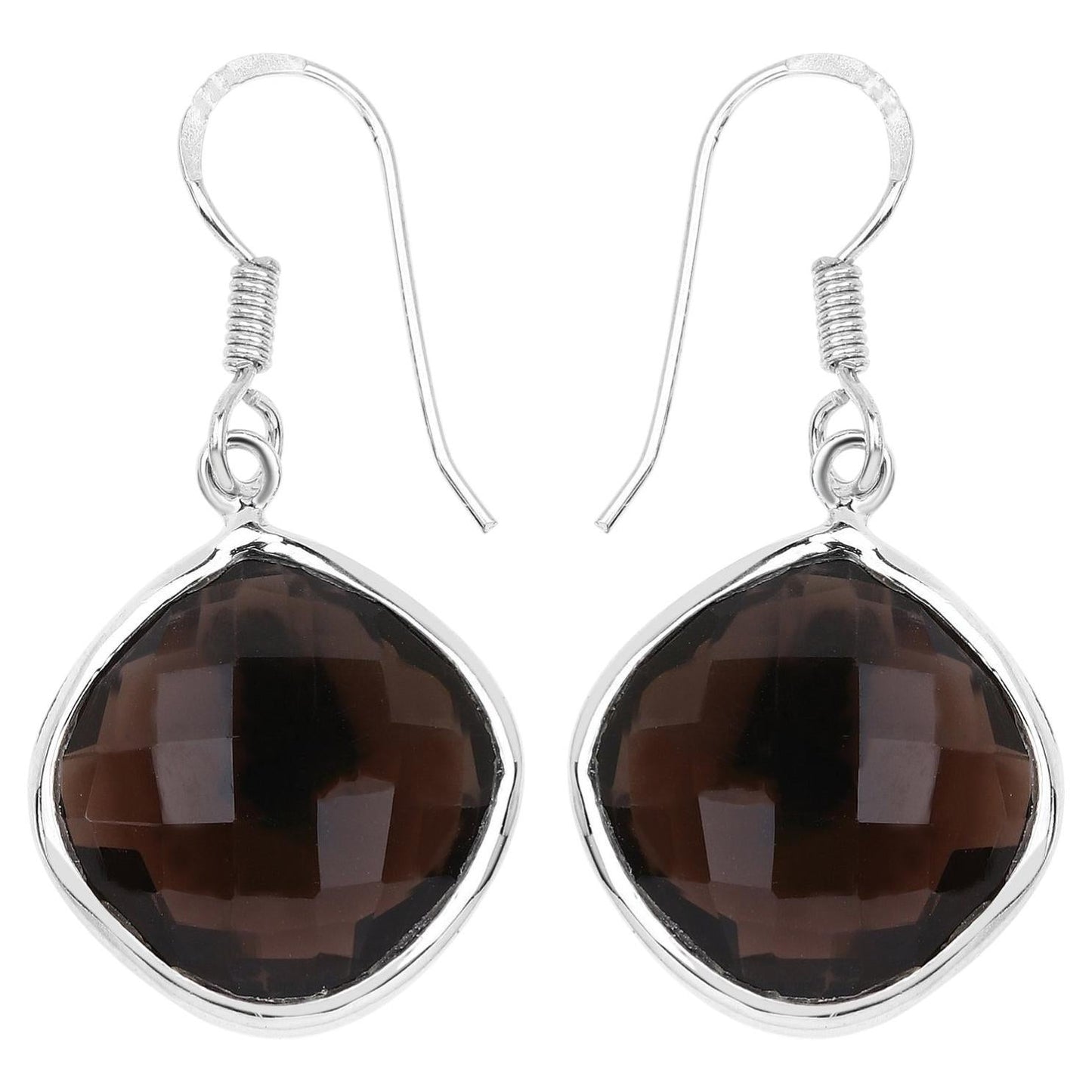 Smoky Quartz Earrings 22.7 Carats Sterling Silver