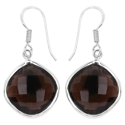 Smoky Quartz Earrings 22.7 Carats Sterling Silver