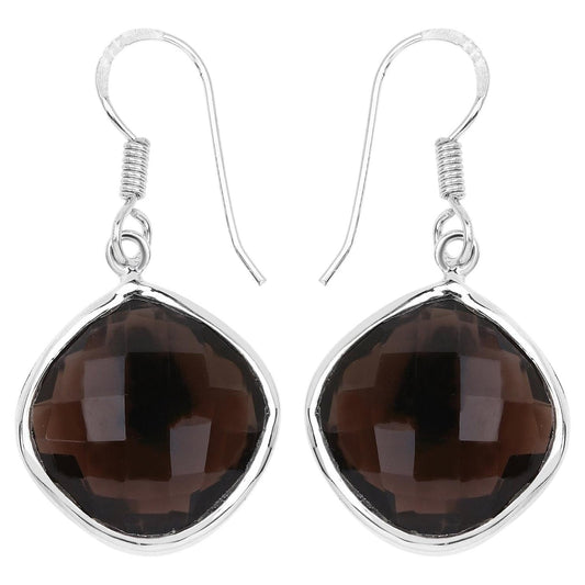 Smoky Quartz Earrings 22.7 Carats Sterling Silver