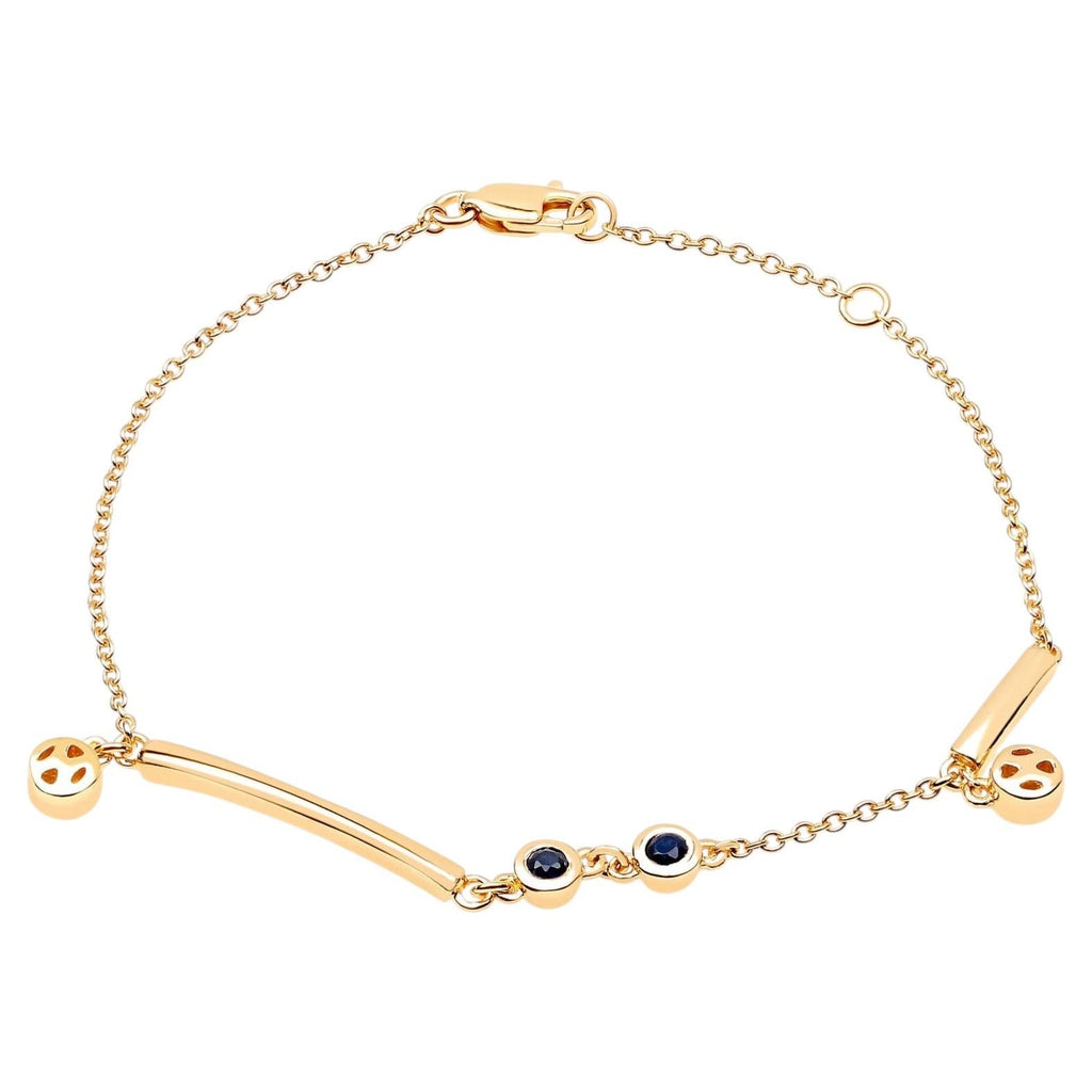 Blue Sapphire Bracelet 0.22 Carats Gold Plated Silver