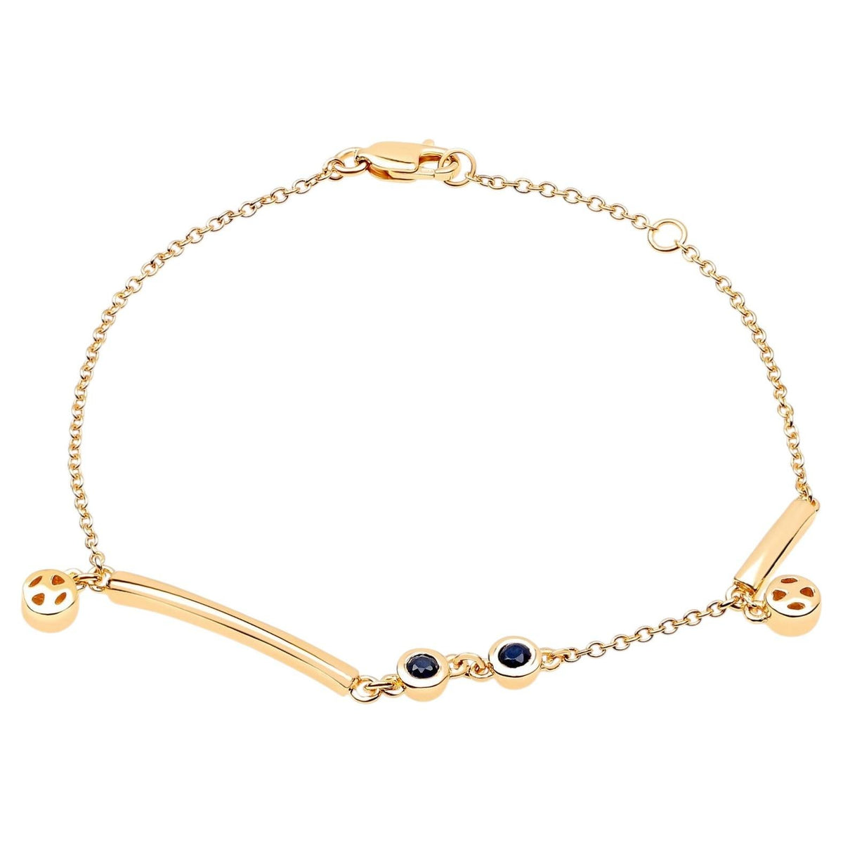 Blue Sapphire Bracelet 0.22 Carats Gold Plated Silver