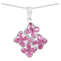 Ruby Flower Pendant 3.66 Carats Sterling Silver
