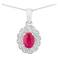Ruby Floral Pendant With Diamonds 0.92 Carats 10K White Gold