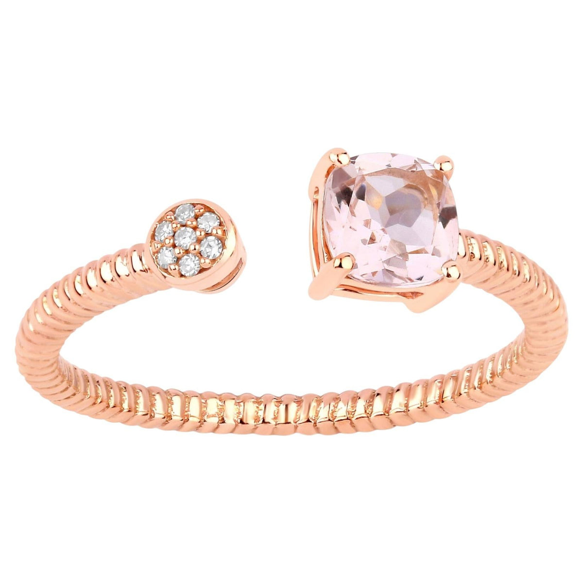 Morganite Ring With Diamonds 0.6 Carats 14K Rose Gold