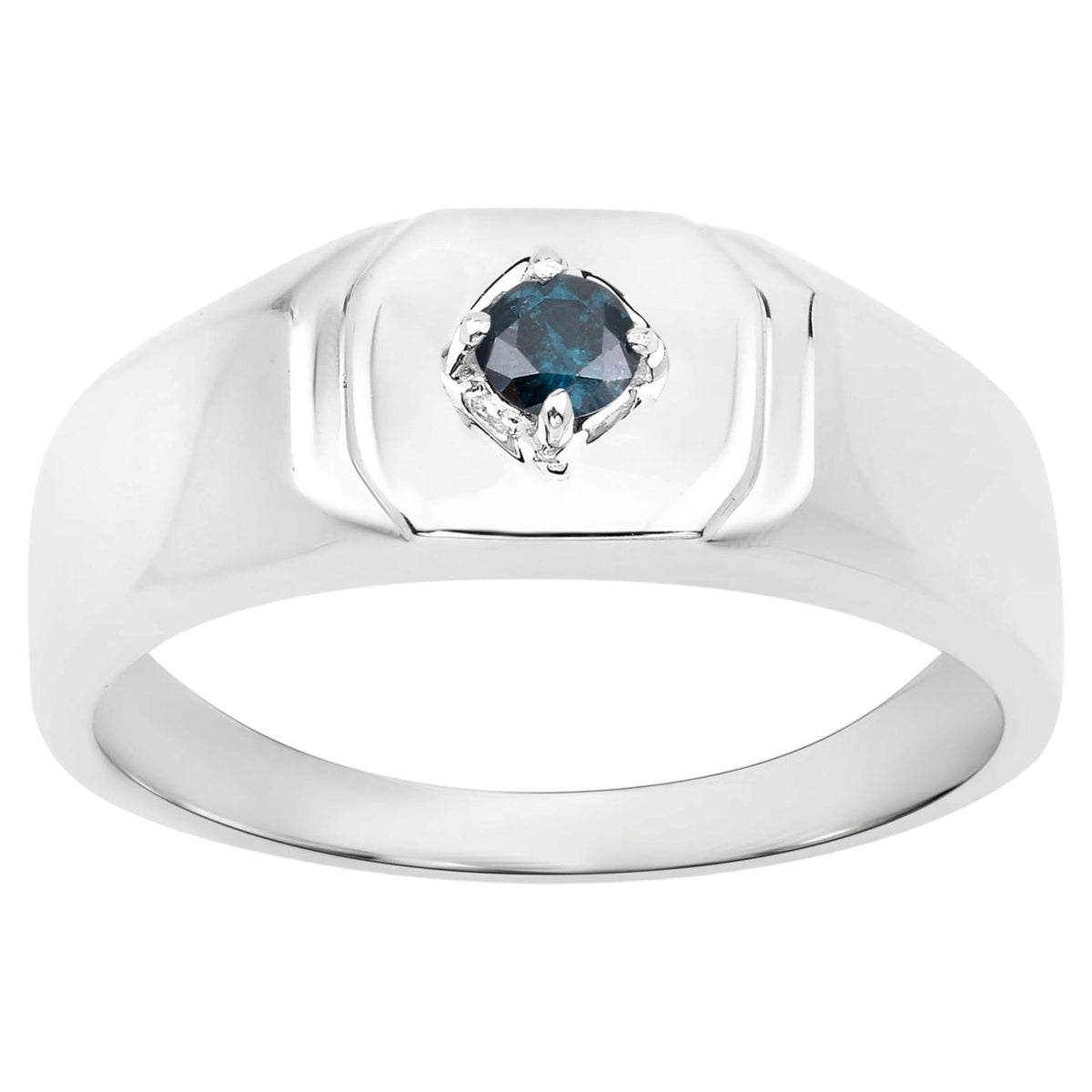 Blue Diamond Ring 0.18 Carats Sterling Silver