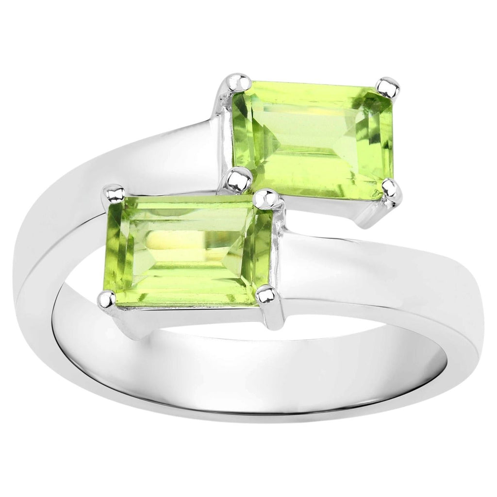 Peridot Ring 1.98 Carats Sterling Silver