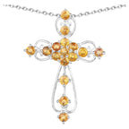 Yellow Sapphire Cross Pendant 2.22 Carats Sterling Silver