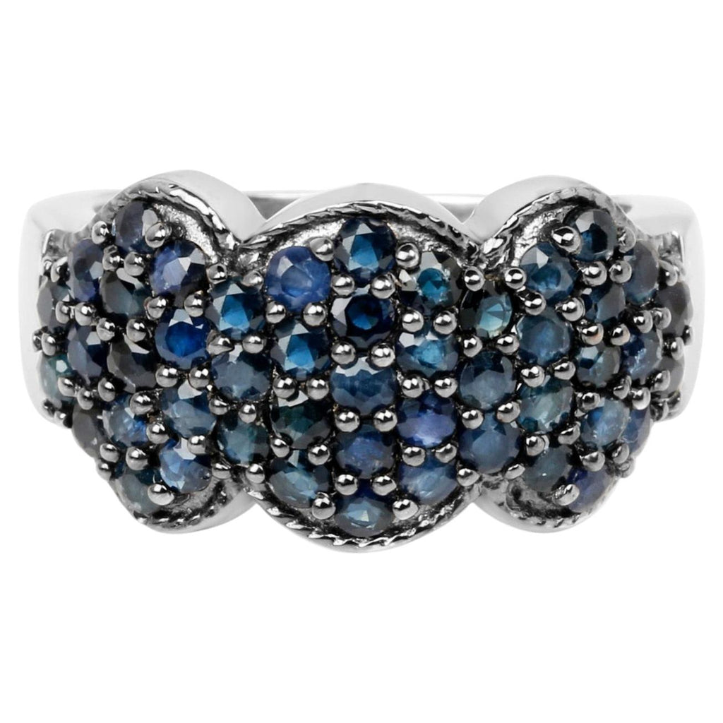Blue Sapphire Ring 2.34 Carats Sterling Silver