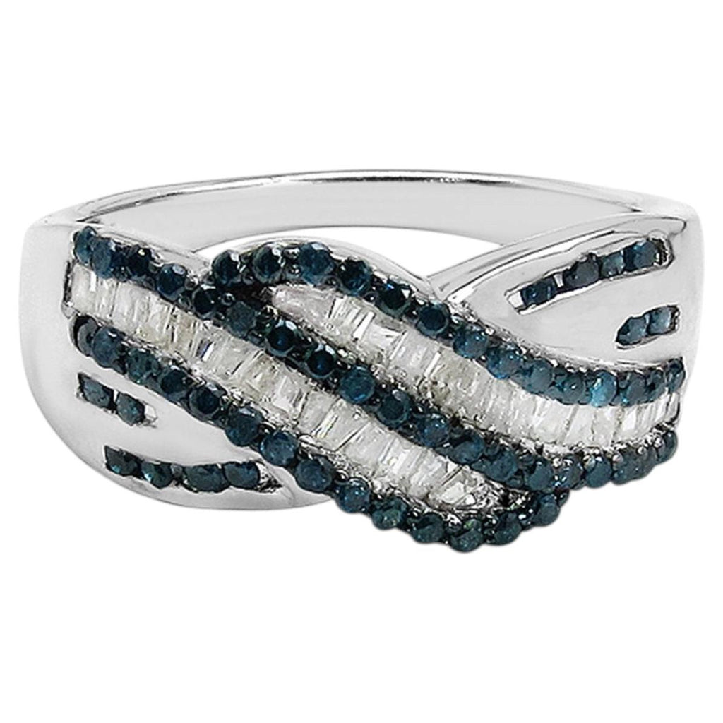 Multicolor Diamond Ring 0.82 Carats Sterling Silver