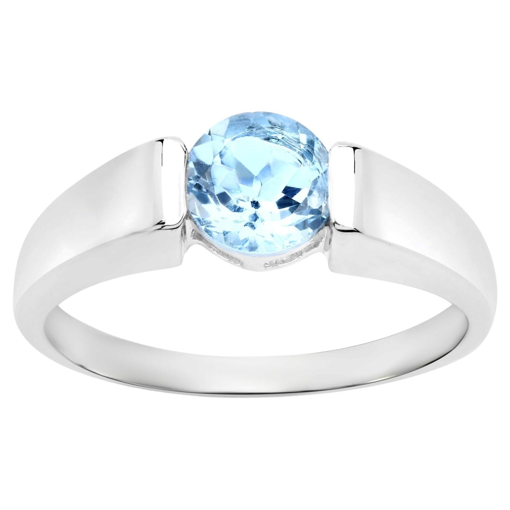Blue Topaz Ring 1.04 Carats Sterling Silver