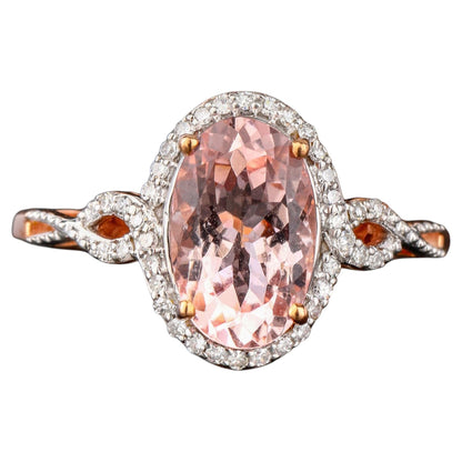Morganite Ring With Diamonds 2.58 Carats 9K Rose Gold