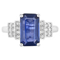 Blue Sapphire Ring With Diamonds 2.52 Carats 18K White Gold