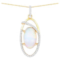 Natural Opal Pendant With Diamonds 3.56 Carats 14K Yellow Gold