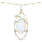 Natural Opal Pendant With Diamonds 3.56 Carats 14K Yellow Gold