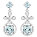 Aquamarine Dangle Earrings 4.4 Carats Rhodium Plated Silver