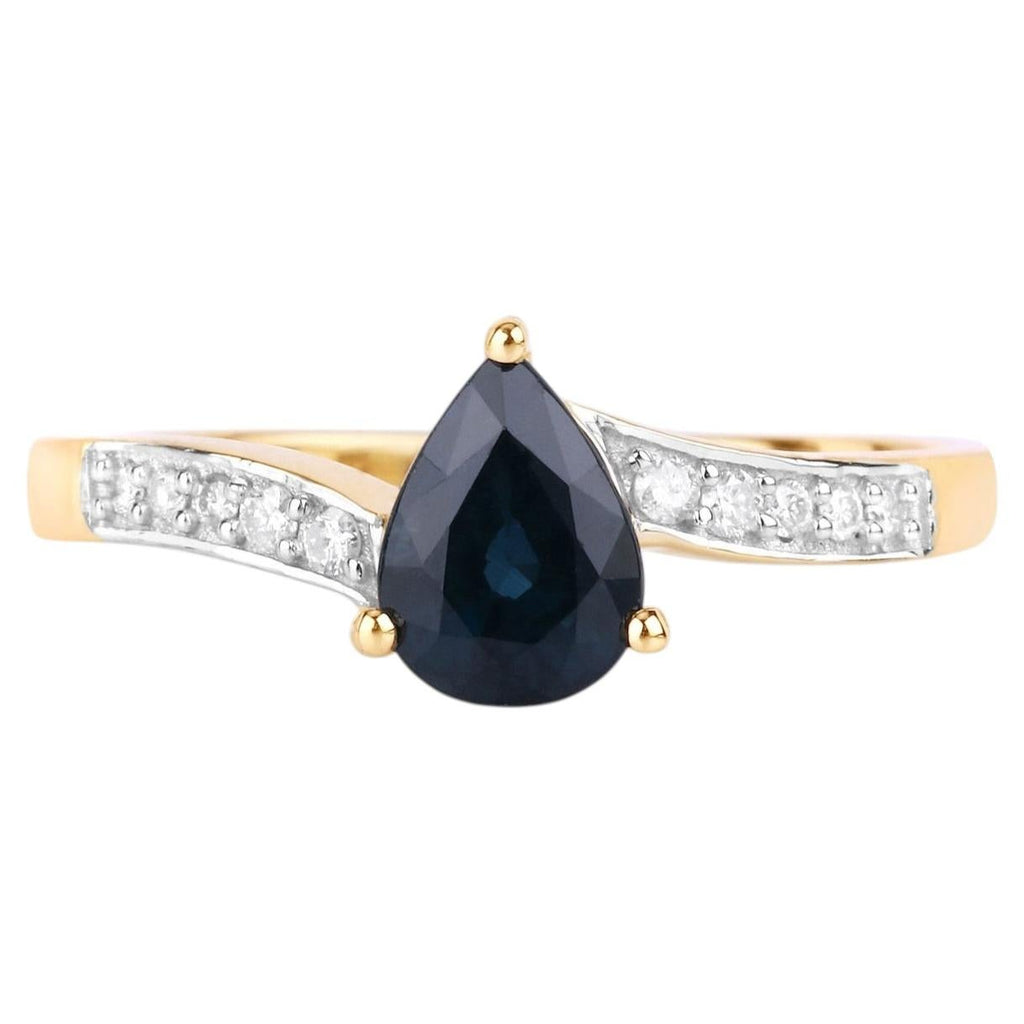 Blue Sapphire Ring With Diamonds 0.83 Carats 14K Yellow Gold