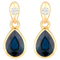 Blue Sapphire Dangle Earrings Diamonds 1.64 Carats 10K Yellow Gold