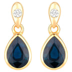 Blue Sapphire Dangle Earrings Diamonds 1.64 Carats 10K Yellow Gold