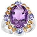 Amethyst Ring With Citrine 9.6 Carats Sterling Silver