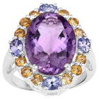 Amethyst Ring With Citrine 9.6 Carats Sterling Silver