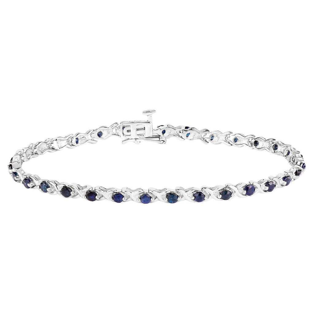 Blue Sapphire Tennis Bracelet 2.2 Carats Sterling Silver