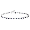 Blue Sapphire Tennis Bracelet 2.2 Carats Sterling Silver