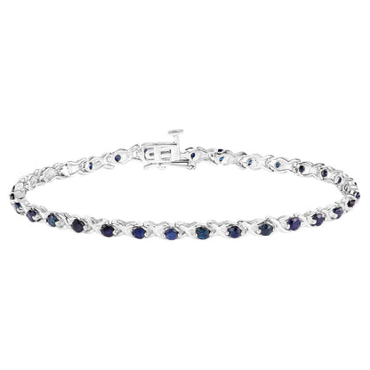 Blue Sapphire Tennis Bracelet 2.2 Carats Sterling Silver