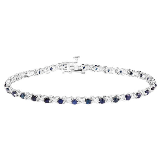 Blue Sapphire Tennis Bracelet 2.2 Carats Sterling Silver