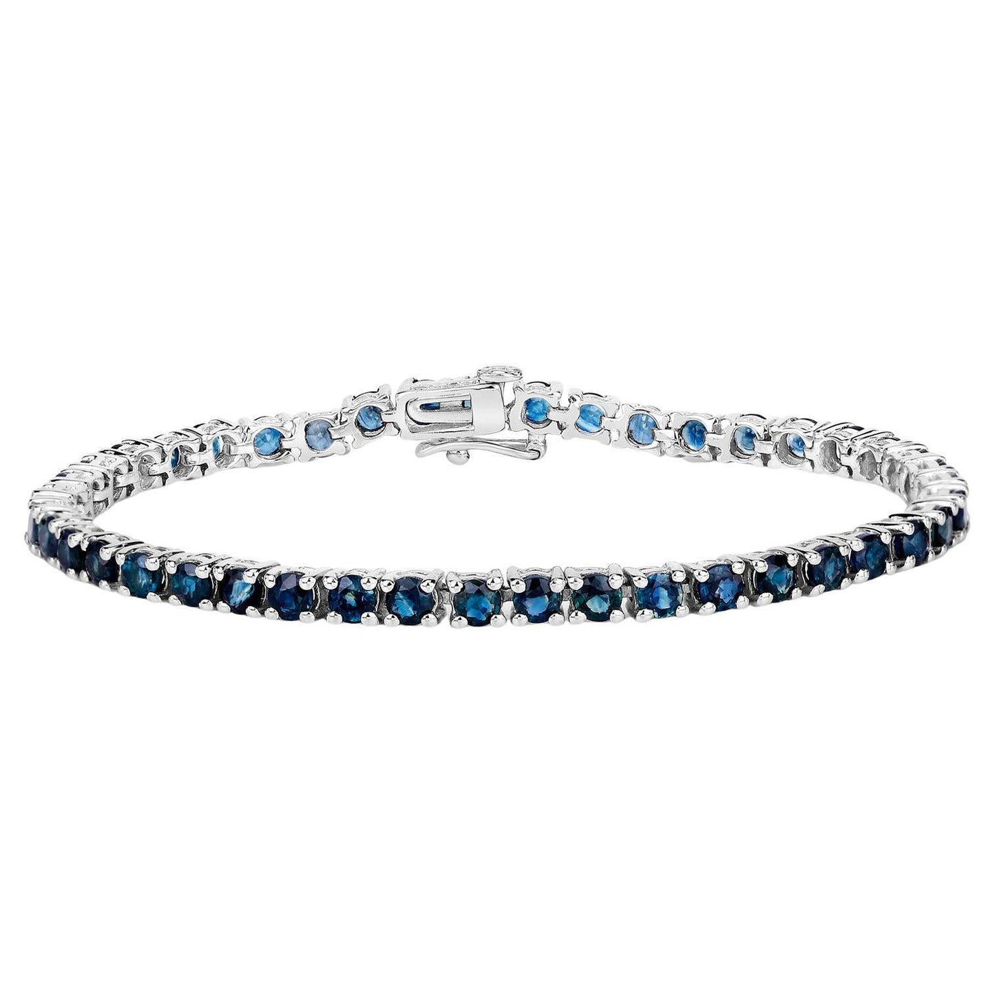 Blue Sapphire Tennis Bracelet 12 Carats Sterling Silver