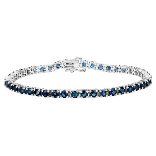 Blue Sapphire Tennis Bracelet 12 Carats Sterling Silver