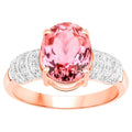 Natural Pink Tourmaline Ring With Diamonds 3.08 Carats 14K Rose Gold