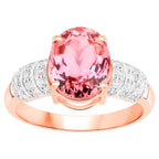 Natural Pink Tourmaline Ring With Diamonds 3.08 Carats 14K Rose Gold