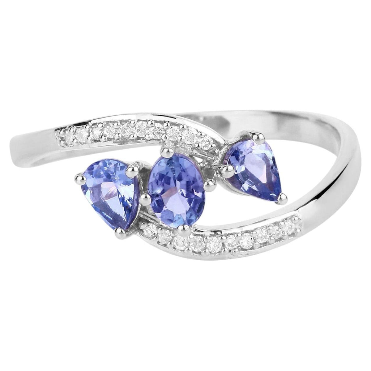 Tanzanite Ring With Diamonds 0.46 Carats 14K White Gold