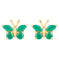 Emerald Butterfly Stud Earrings 0.46 Carats Gold Plated Silver