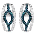 Blue Diamonds Earrings With White Diamonds 0.4 Carats Sterling Silver